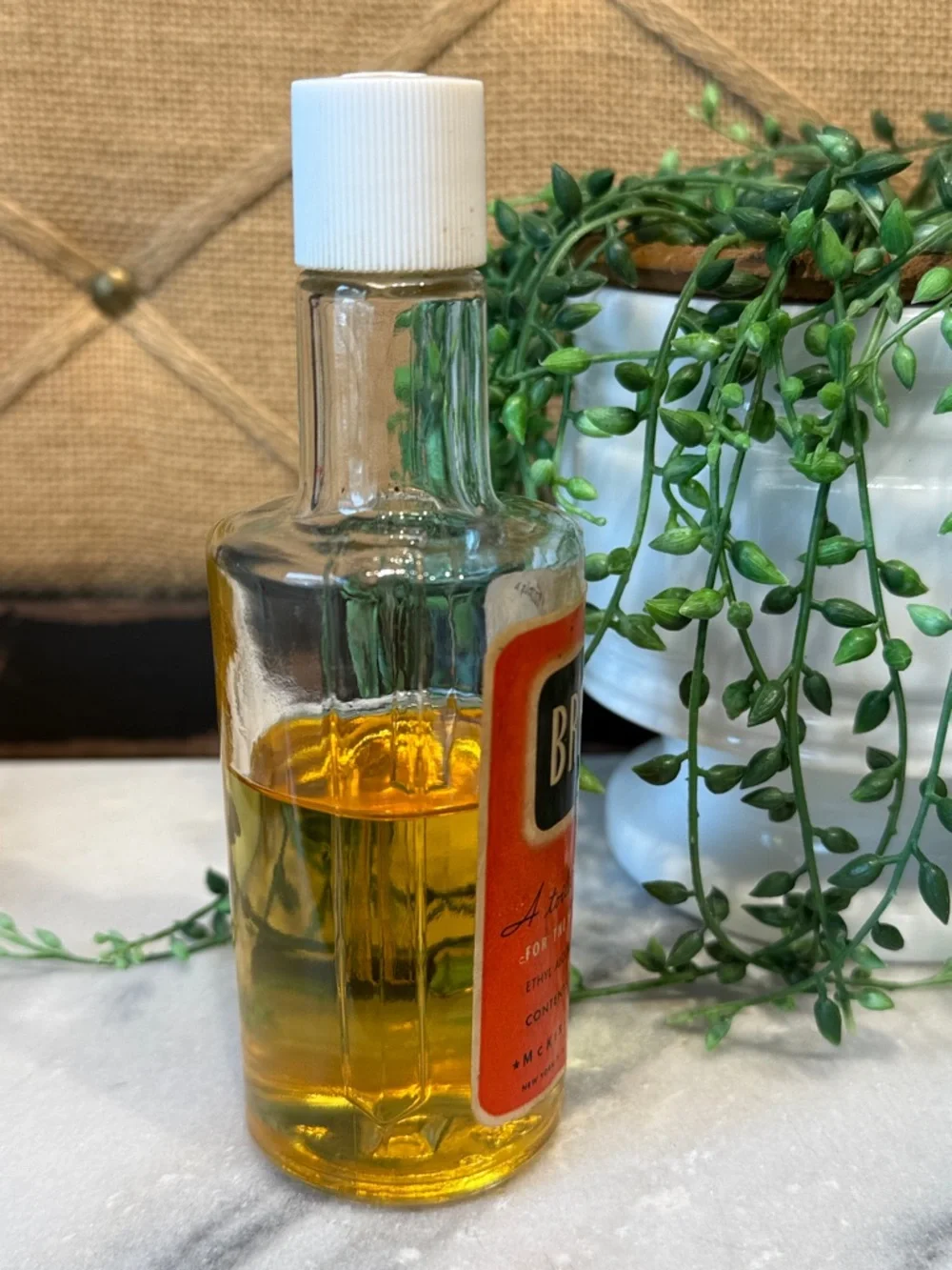 Vintage Brace Hair Tonic Bottle with Orange Label
